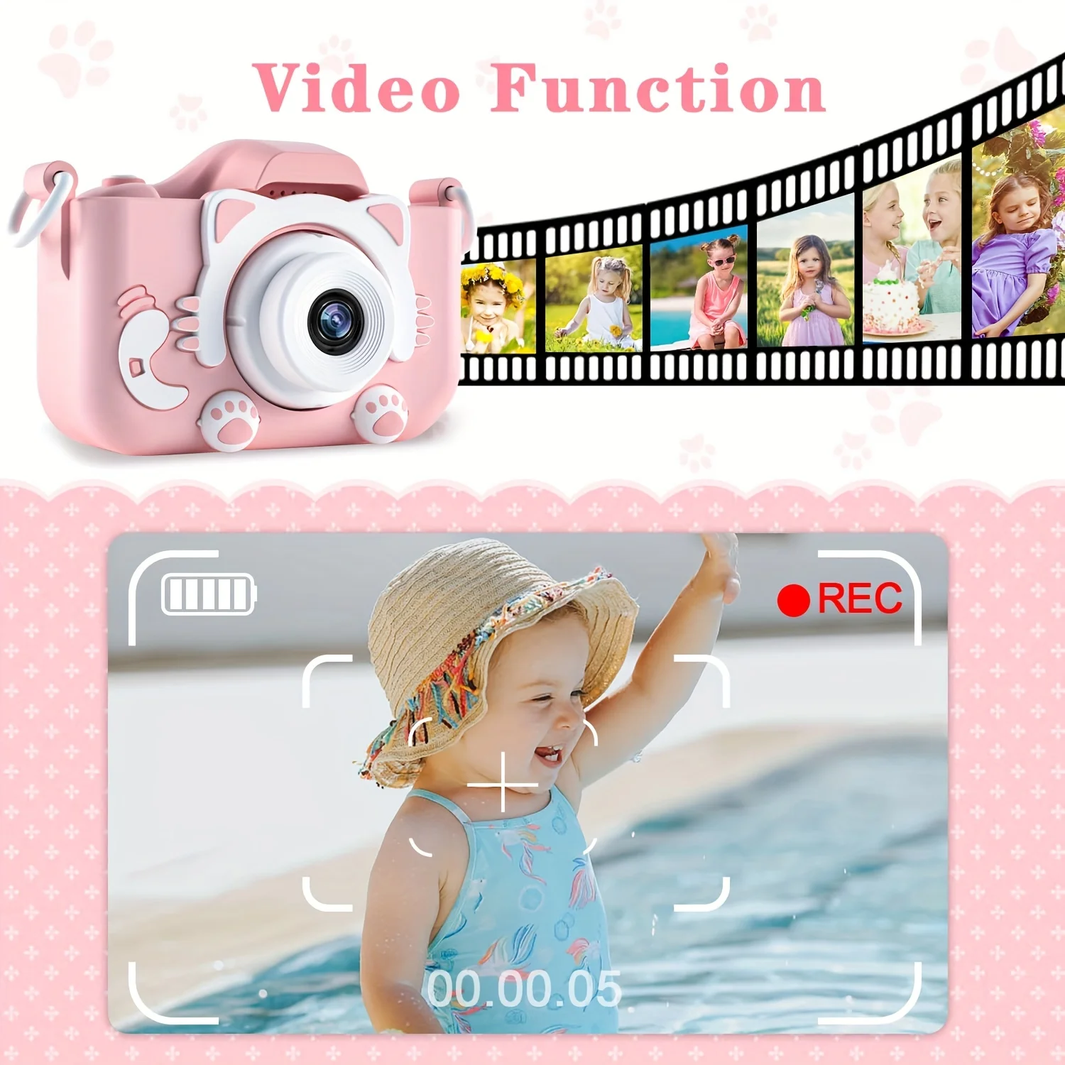 Mini appareil photo numérique chat mignon pour enfants, jouets pour garçons, filles, tout-petits, vidéo, Noël, anniversaire, cadeau de festival Helloween, idée