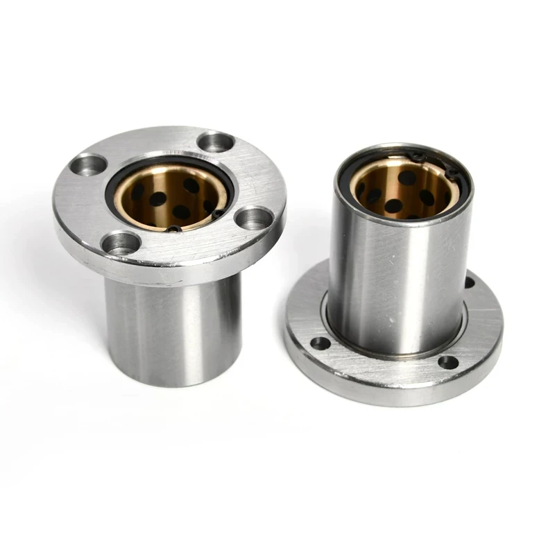 Lmf/lmk/lmh Long Type Flanged Graphite Bronze Bearing Oilless Self-lubricating Cut Linear Guide Bushing Bore 6-35mm