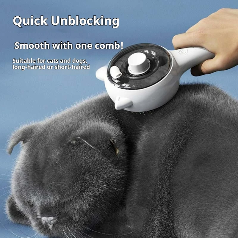 Rechargeable Pet Spray Deshedding Comb, 2-in-1 Cat Dog Grooming Brush with Water Tank,One-Click Hair Removal for Long/Short Hair