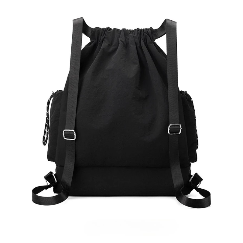Fashionable Lightweight Outdoor Basketball Bag with Reflective Strips, Casual Sports Drawstring Fitness Bag, Large Capacity