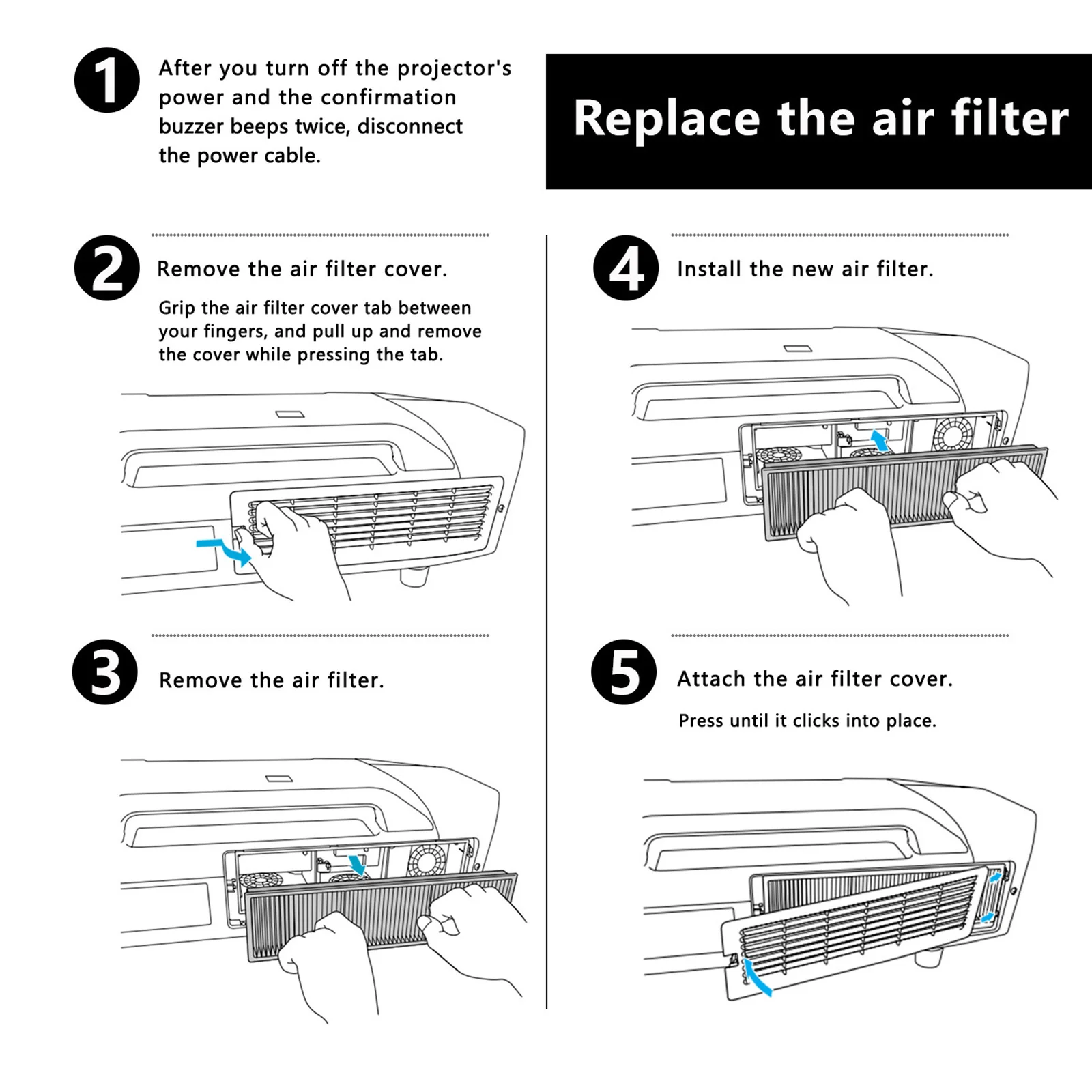 العارض فلتر الهواء لإبسون ELPAF23 EB-Z8050WNL EB-Z8150 EB-Z8350WNL EB-Z8355W EB-Z8455WU العارض