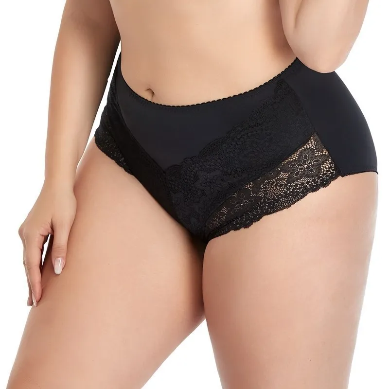 Beauwear women large size lace panty 2XL 3XL 4XL 5XL 6XL 7XL big size nylon spandex underwear female middle waist briefs