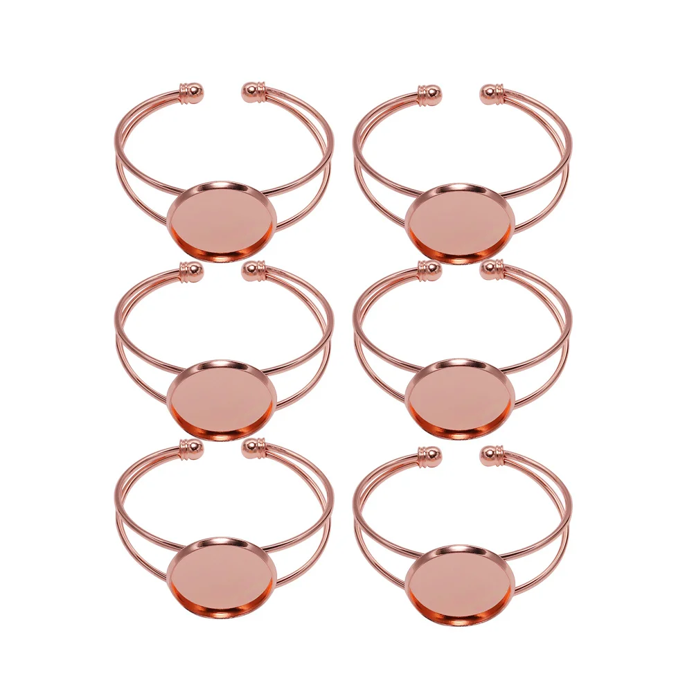 

6Pcs Copper Bracelets Bezel Round 25mm Rust Resistant Oval Pendant DIY Jewelry Craft Making Photo Frame DIY Pendant