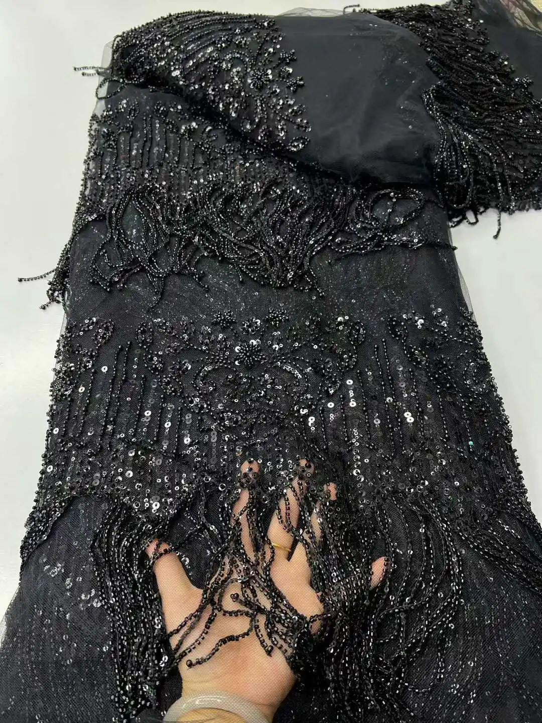 

Mccarthy African Heavy Beaded Lace Fabric 2026 Nigerian Sequins Groom Lace Fabric Wedding Party Dress Sewing High Quality