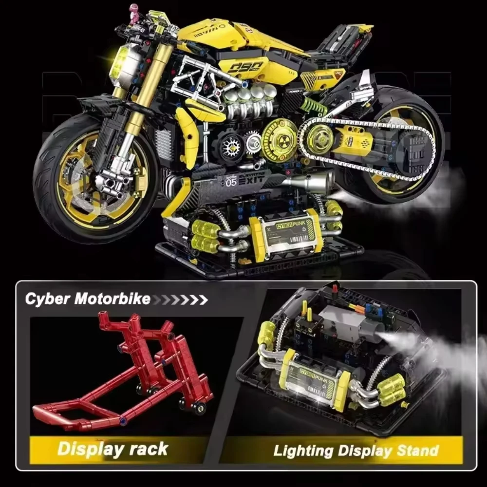 GULY 60519 2500 pièces 1:5 MOC Tech Moto Modèle de construction créatif Moto sportive motorisée Briques DIY Jouet pour garçons