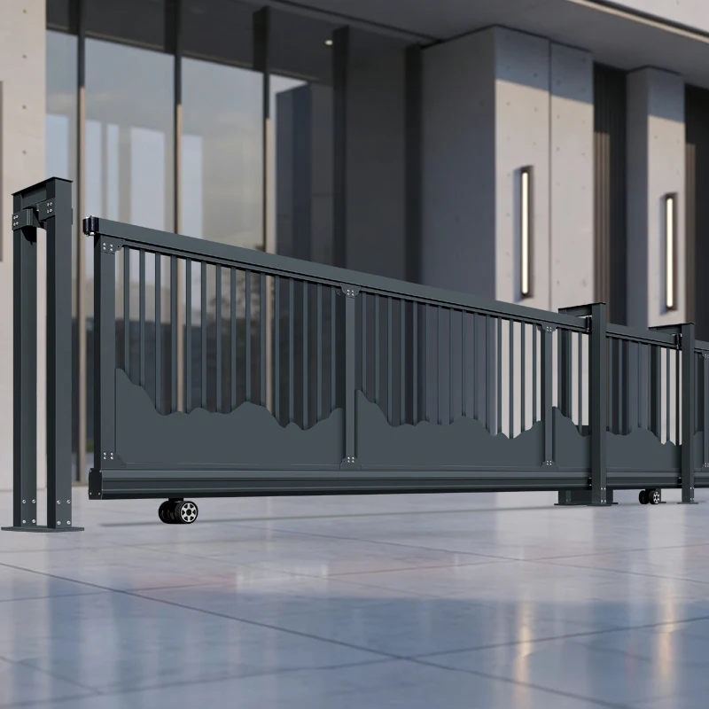

Automatic Electric Outdoor Straight-through Anti-theft Door Aluminum Alloy Industrial Light Sliding Door