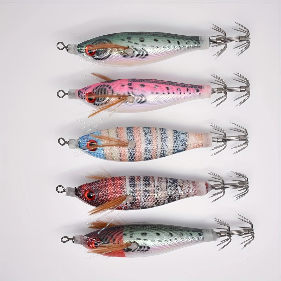 5pcs Squid Jig Slow Sinking Cuttlefish Lure Artificial Calamar Octopus Bait Fish for Shrimp Hook Sea Fishing Lures, Offshore Fis view 2