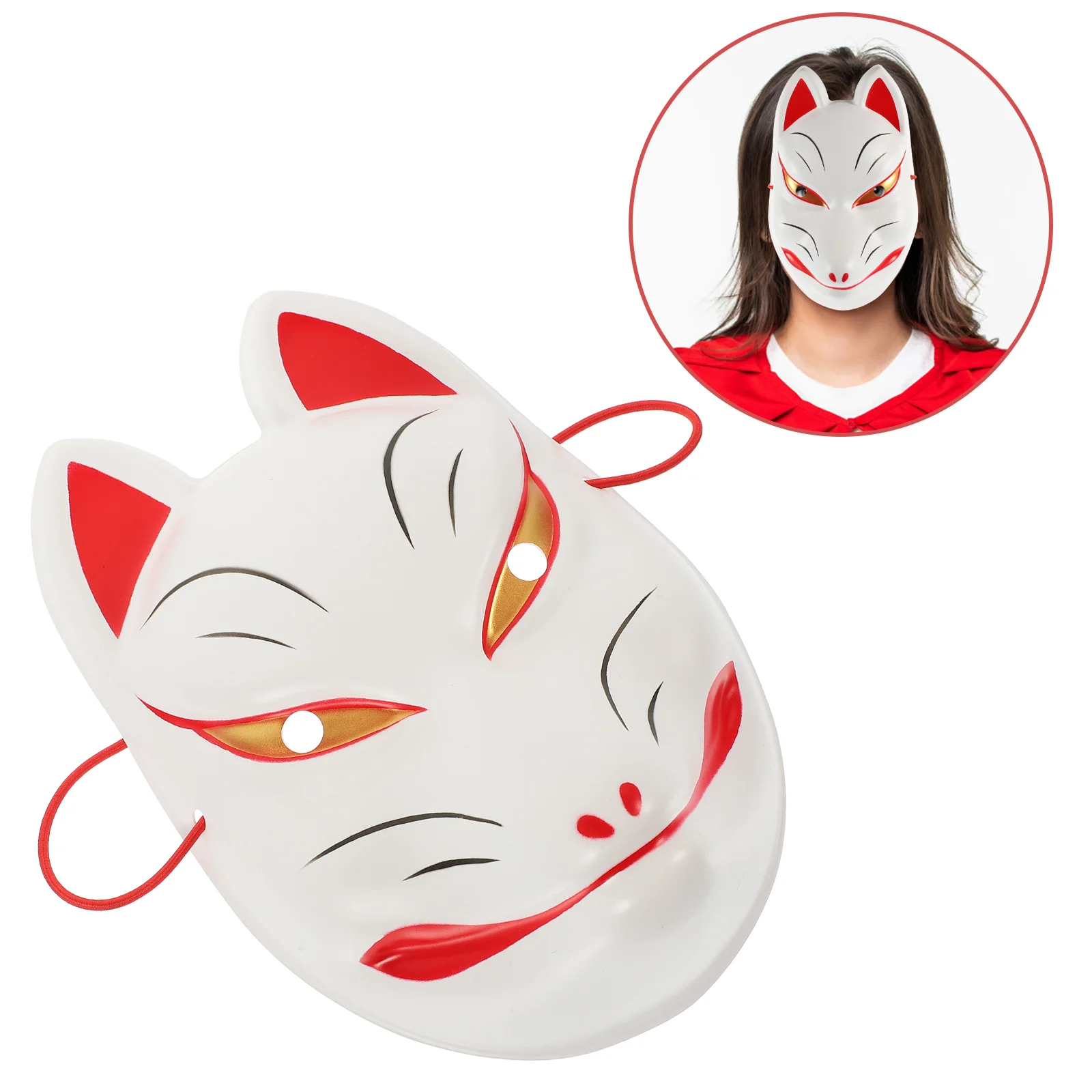 Half Face Fox Mask para Cosplay, Performance de Festa, Palco e Festival Dress Up Decoration, Máscaras Brancas