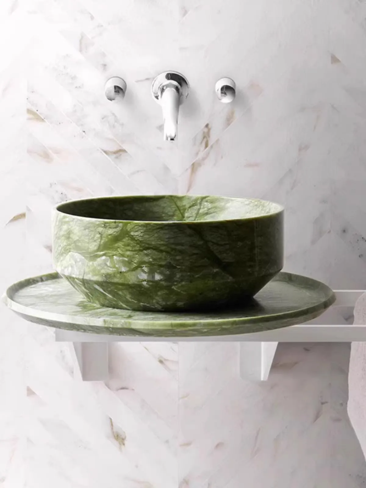 

Light luxury Natural green Round Shape Washbasin Advanced Creativity Modern Home Furnishing Bathroom Pool Wash Your Face Basin