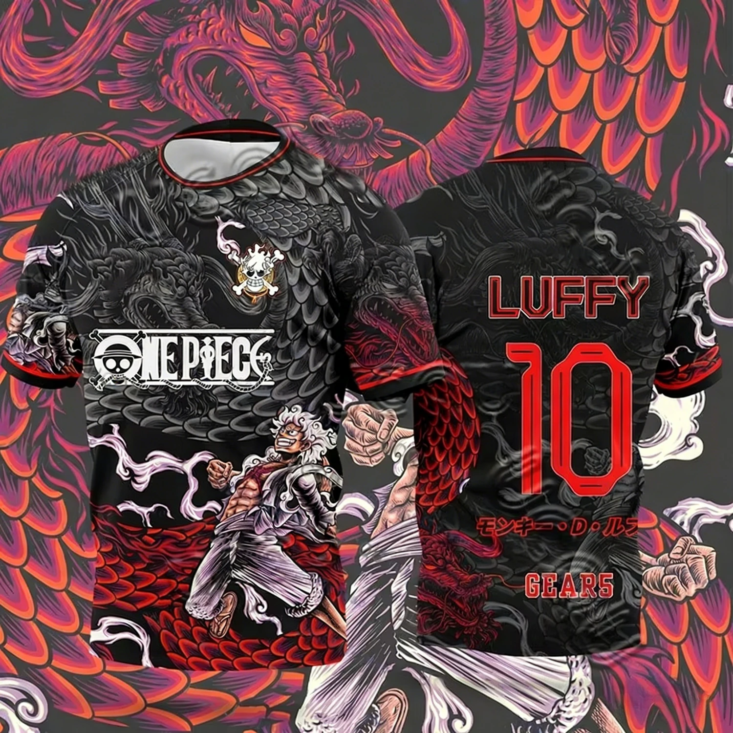 

2026 Summer One Piece Luffy Retro Cosplayt-shirt Men's Oversized 3D Printed Short-sleeved Family Unisex Children's Sports Shirt