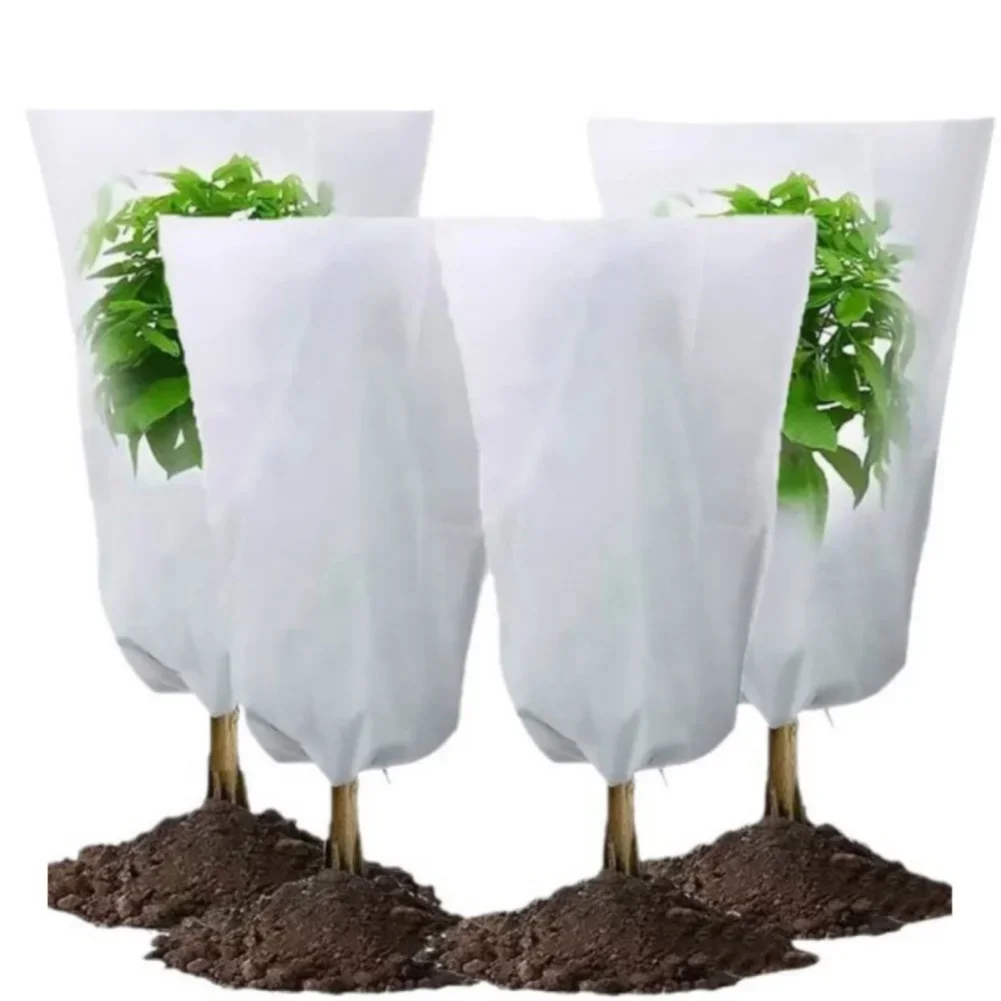

1PC Cover for Outdoor Plants Protection Freeze Frost Cloth Drawstring Shrub Potted Plant Covers Care Supplies