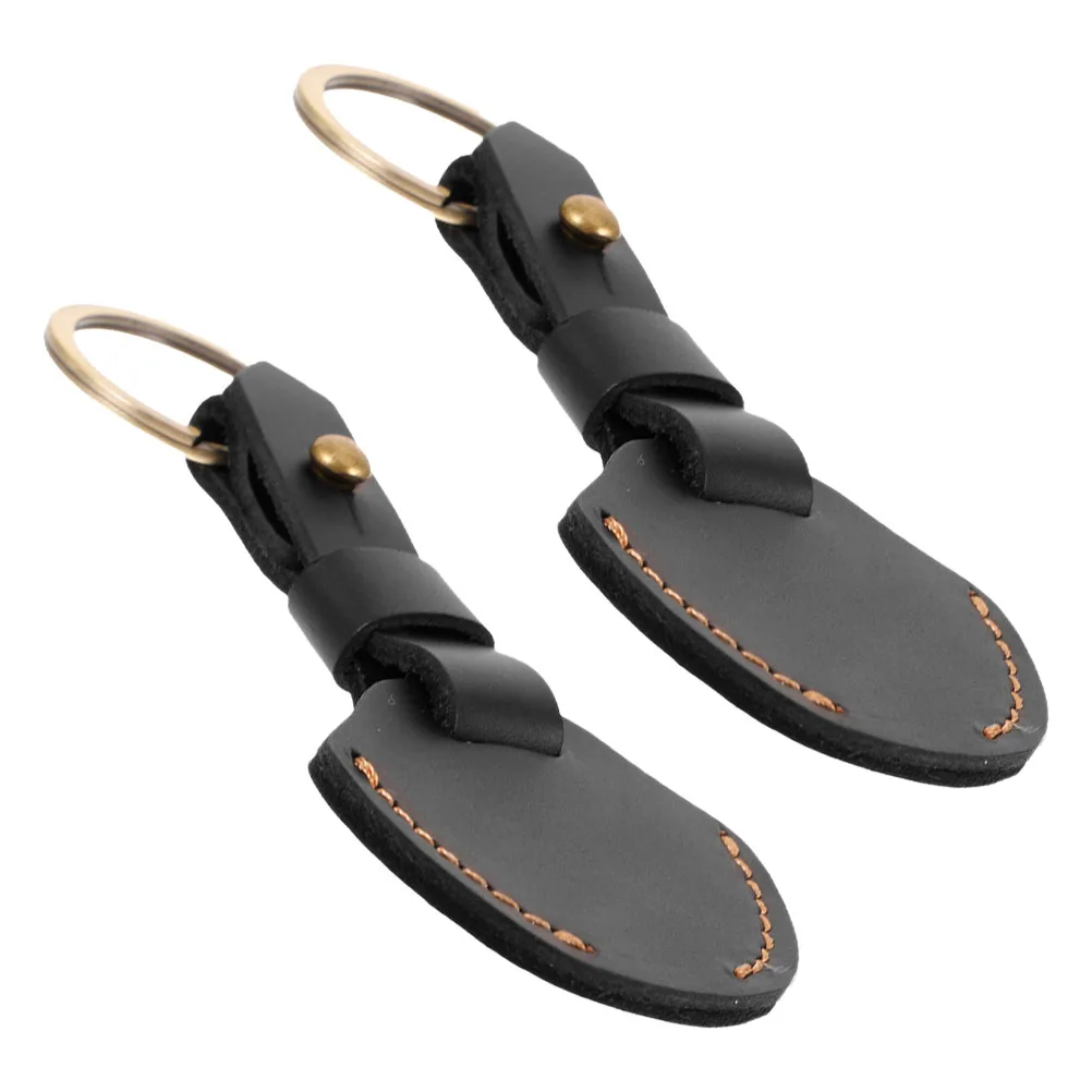 

2pcs Artificial Key Cover Vintage Style Fob Sleeve for Keys Black Lightweight Portable Protect Keychains
