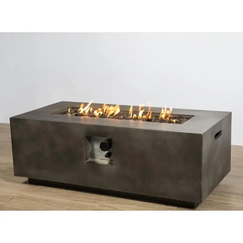 

Concrete Gas Fire Pit Table for Outdoor Use - Propane & Natural Gas Compatible, Adjustable Flame, Perfect for Backyard