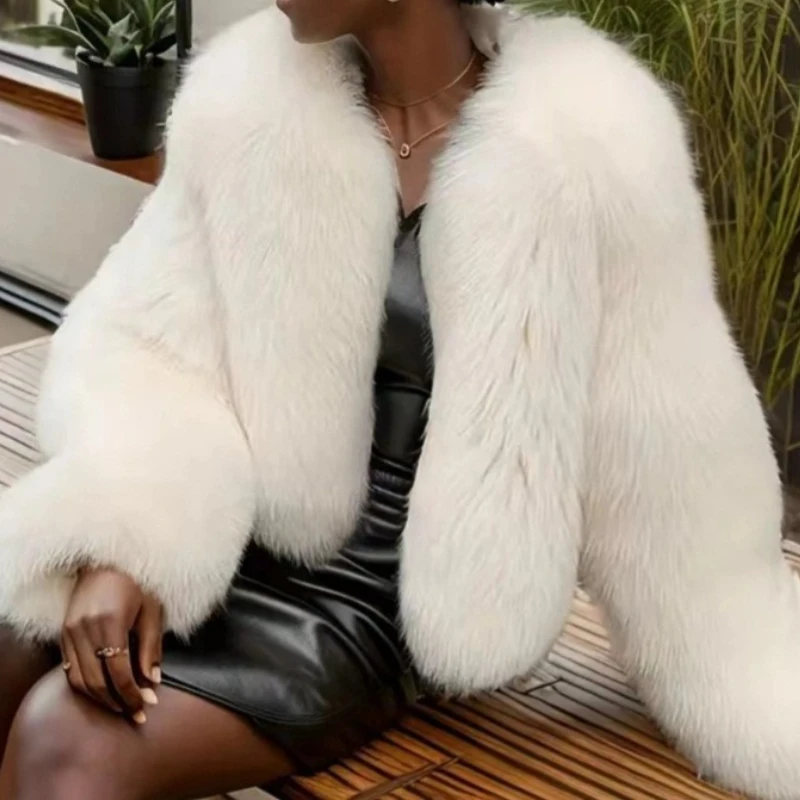 

Женские куртки из искусственного меха, белые, черные, стильные, теплые, классические, модные, элегантные, благородные, новая уличная женская зимняя верхняя одежда