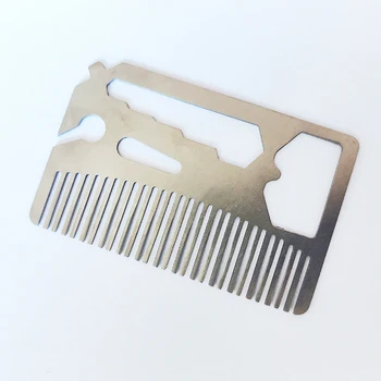 Peigne à barbe créatif en acier inoxydable pour hommes, taille de carte de crédit, portable, coiffure, lisseur, nouveau