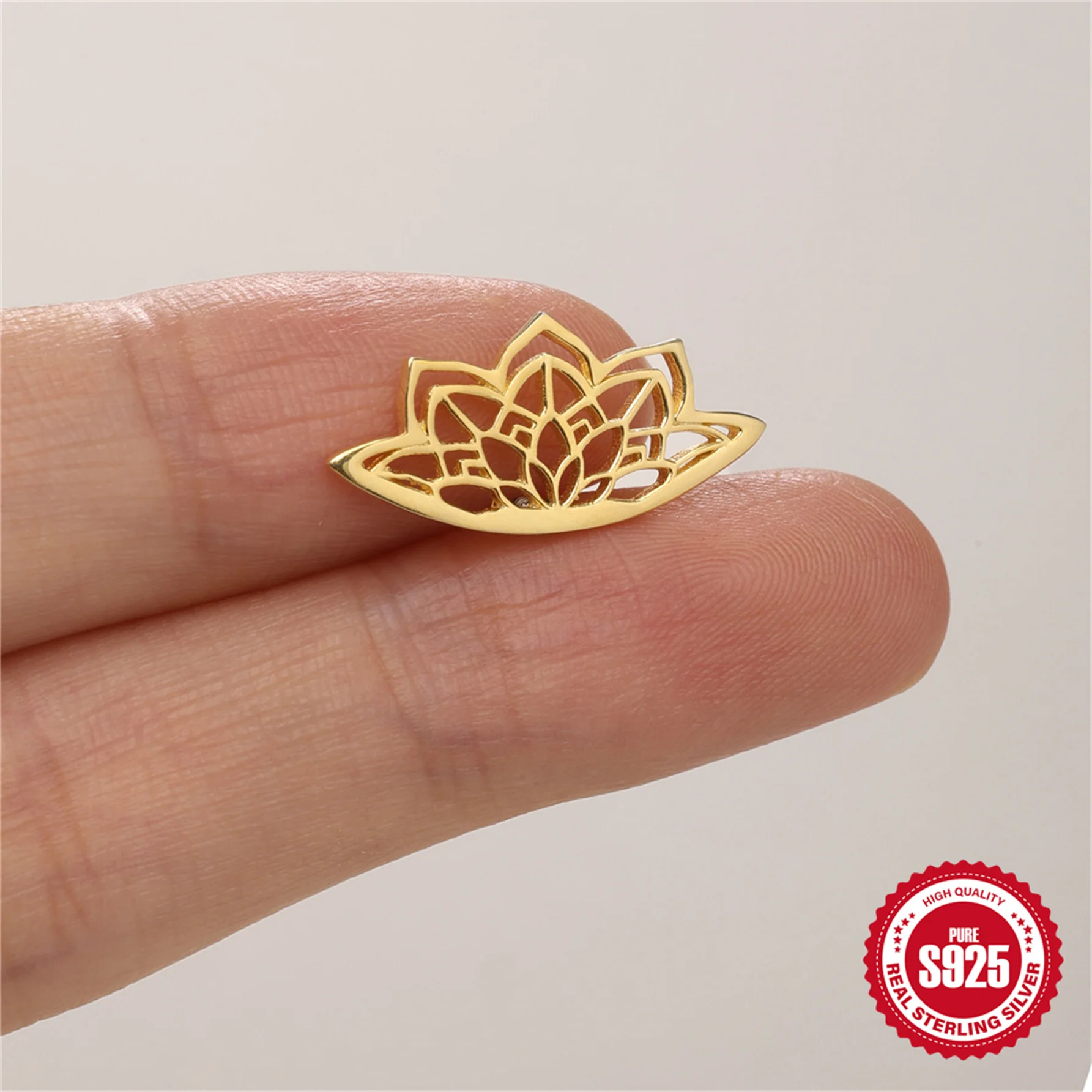 

AIDE Hollow Lotus Star Chain Tassel 925 Sterling Silver Piercing Stud Earrings for woman Light Luxury Fashionable And Simple
