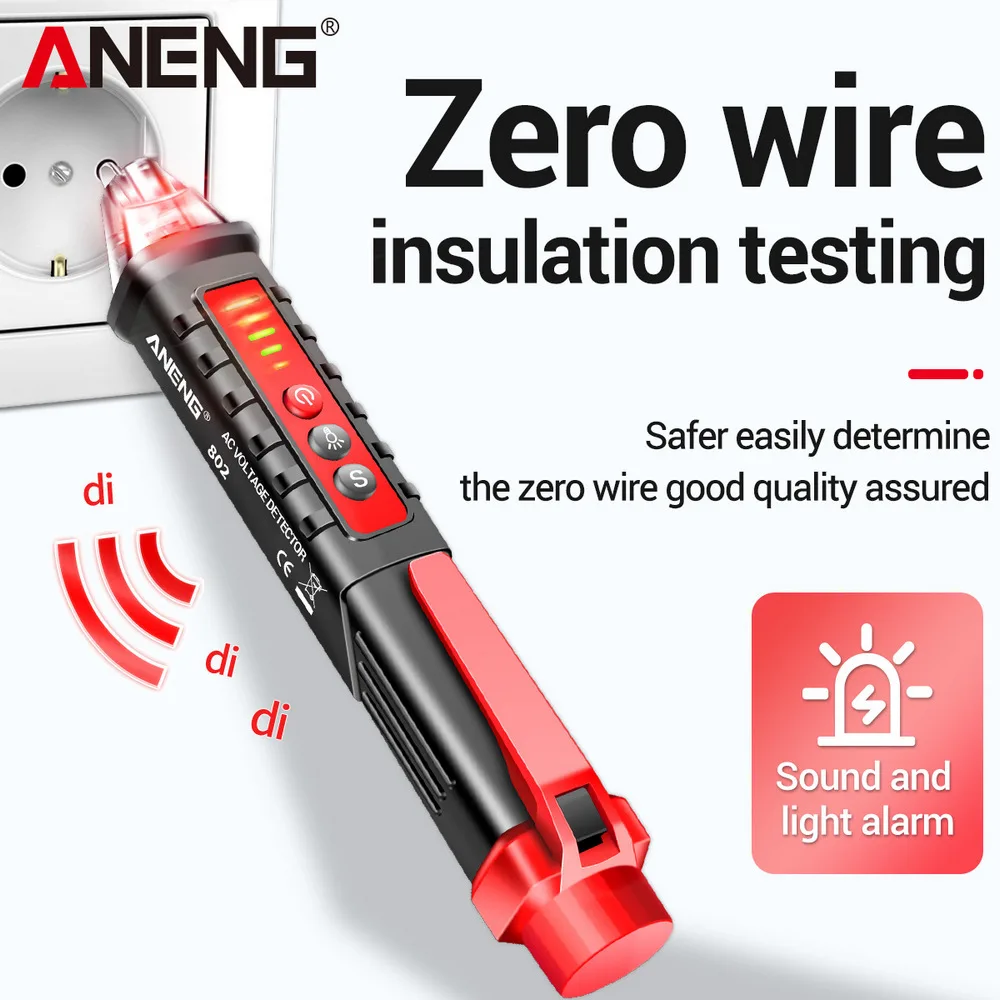 ANENG VD802 Non-Contact Voltage Tester 12-1000V AC Voltage CE Certified Zero Firewire Recognition Alarm for Electrician Home Use