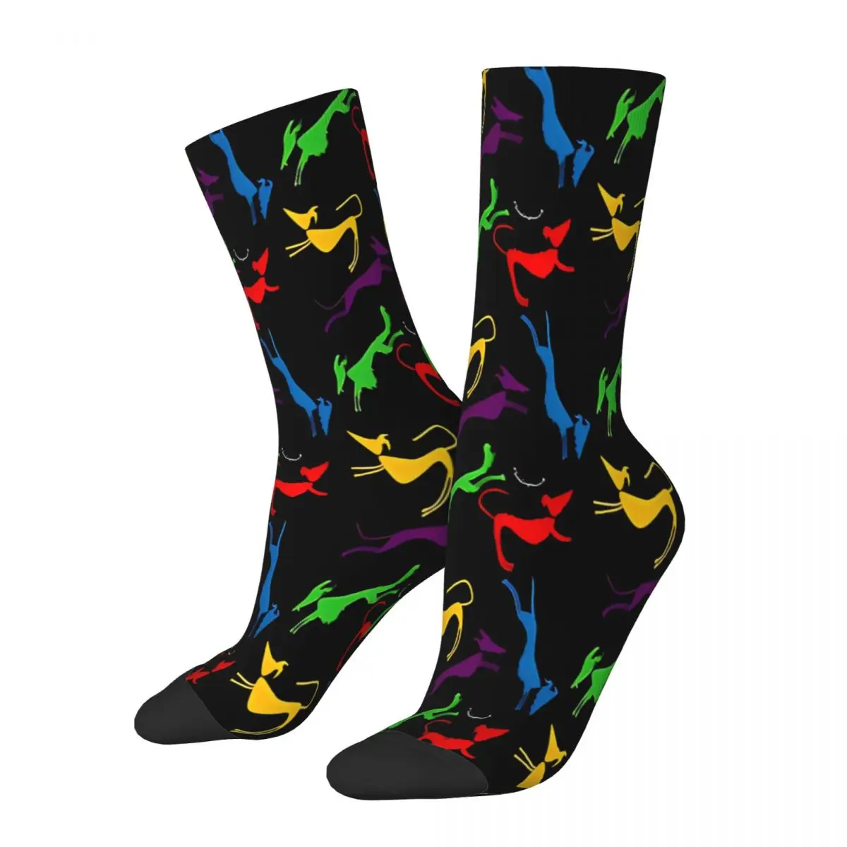 Regenbogen Silhouette Windhund Socken Männer Frauen glücklich Hund Liebhaber Tier Socken Hip Hop Frühling Sommer Winter Mittel rohr Socken