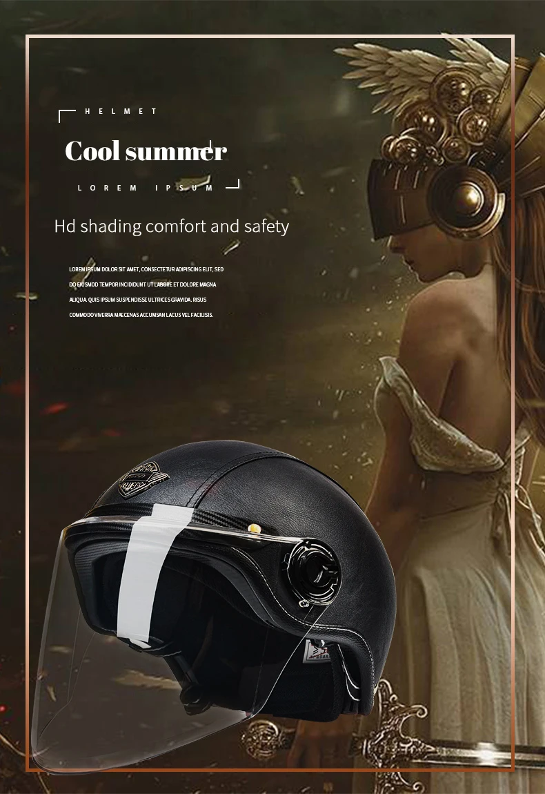 Ad Retro Motorrad helme mit Harley Visier Leder helm für Mann Elektromotor rad Vintage geschützte Motors icherheits kappe – Detail 3