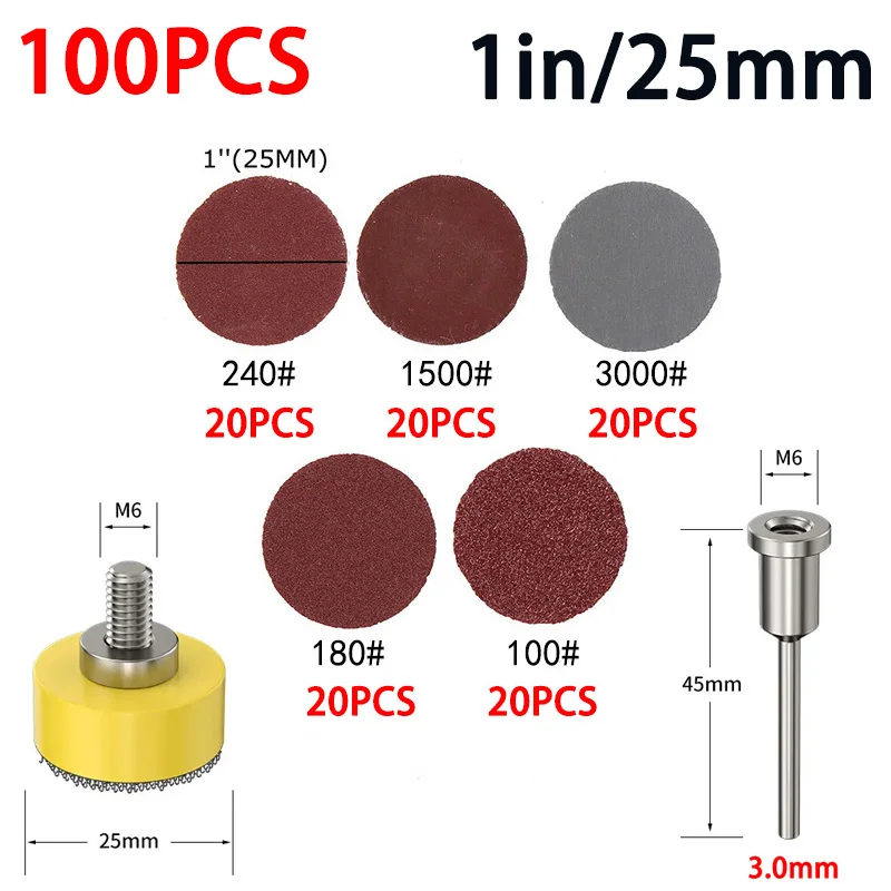 60Pcs 1/2 Zoll 25/50mm Schleif Scheiben Pads Set 100-2000 Schleif Polieren Pad Kit für Dremel Dreh Werkzeug Schleifpapiere Zubehör – Detail 5