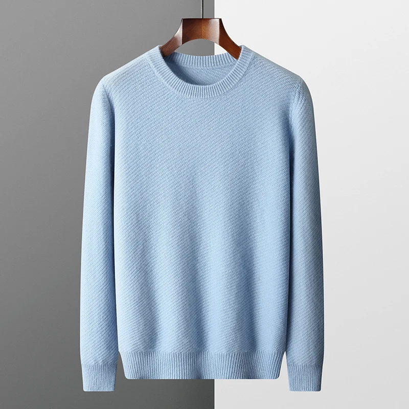 100% Pure Wool Men\'s Round Neck Sweater Pullover Bottoming Shirt Autumn And Winter New High-End Luxury Fashion Cashmere Sweater