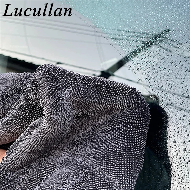 Lucullan Premium Twist Loop Microfiber Drying Towels 3 Sizes The Edgeless Clothes Help to Dry The Entire Car