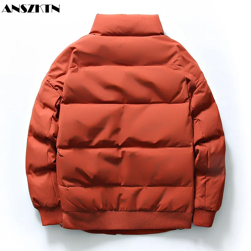 ANSZKTN Unisex Nam Nữ Cặp Đôi Tình Nhân Ngắn Mới Dày Cổ Đứng Phối Nóc Chắc Chắn Xuống Áo Khoác