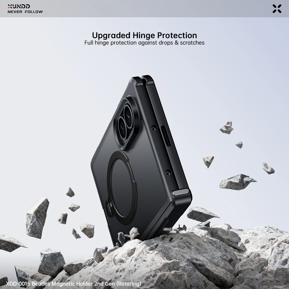 XUNDD For Samsung Galaxy Z Fold 8 Wide Case, Hinge Protection Anti-Yellow Airbag Shockproof Magnetic Kickstand Slim Clear Funda