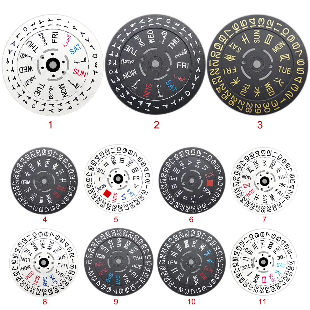 3/3.8H Watch Calendar Disc for NH35 NH36 Movement Calendar Disk Black/White Date Day Wheel Accessories