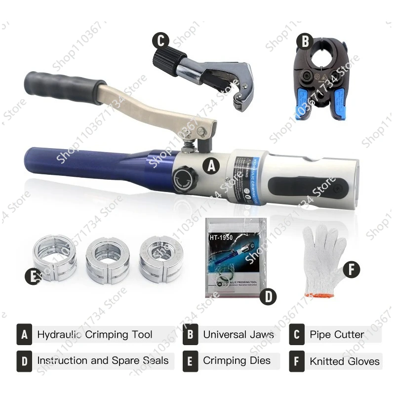Hydraulic Copper Pipe Press Tool HT-1950 ProPress Copper Fitting Pipe Reparing Tool Pex Clamping Tool  with U, TH, M, V dies