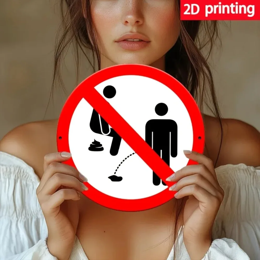 Thickened 20x20cm No Littering No Urinating Sign – Public Restroom Warning Pictogram, Easy to Install for Bathroom Metal Wall De