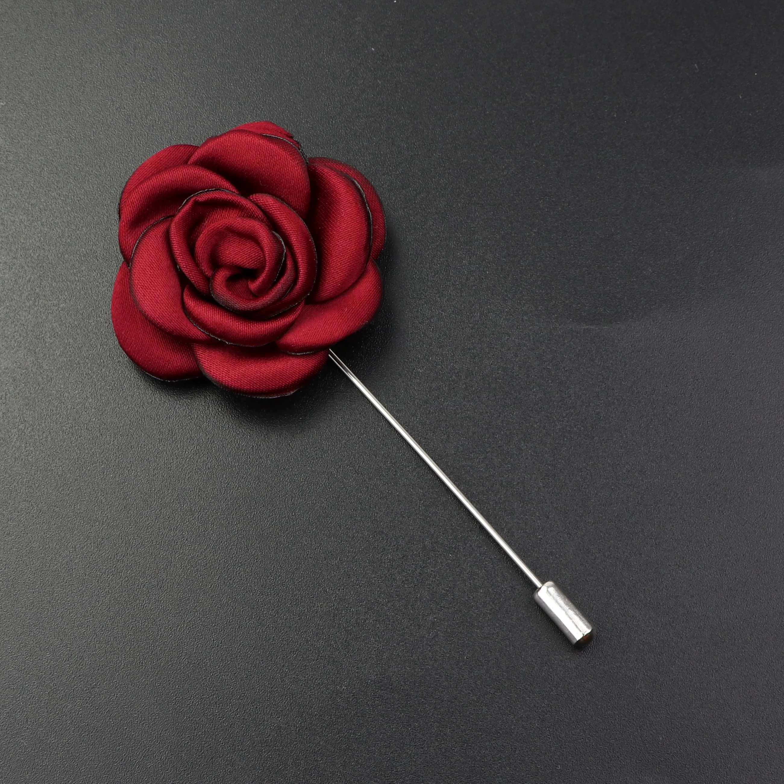 Men\'s Handmade Fabric Flower Brooches Floral Brooch Pin Corsage Collar Lapel Pin Wedding Boutonniere  Jewelry Clothes Accessory