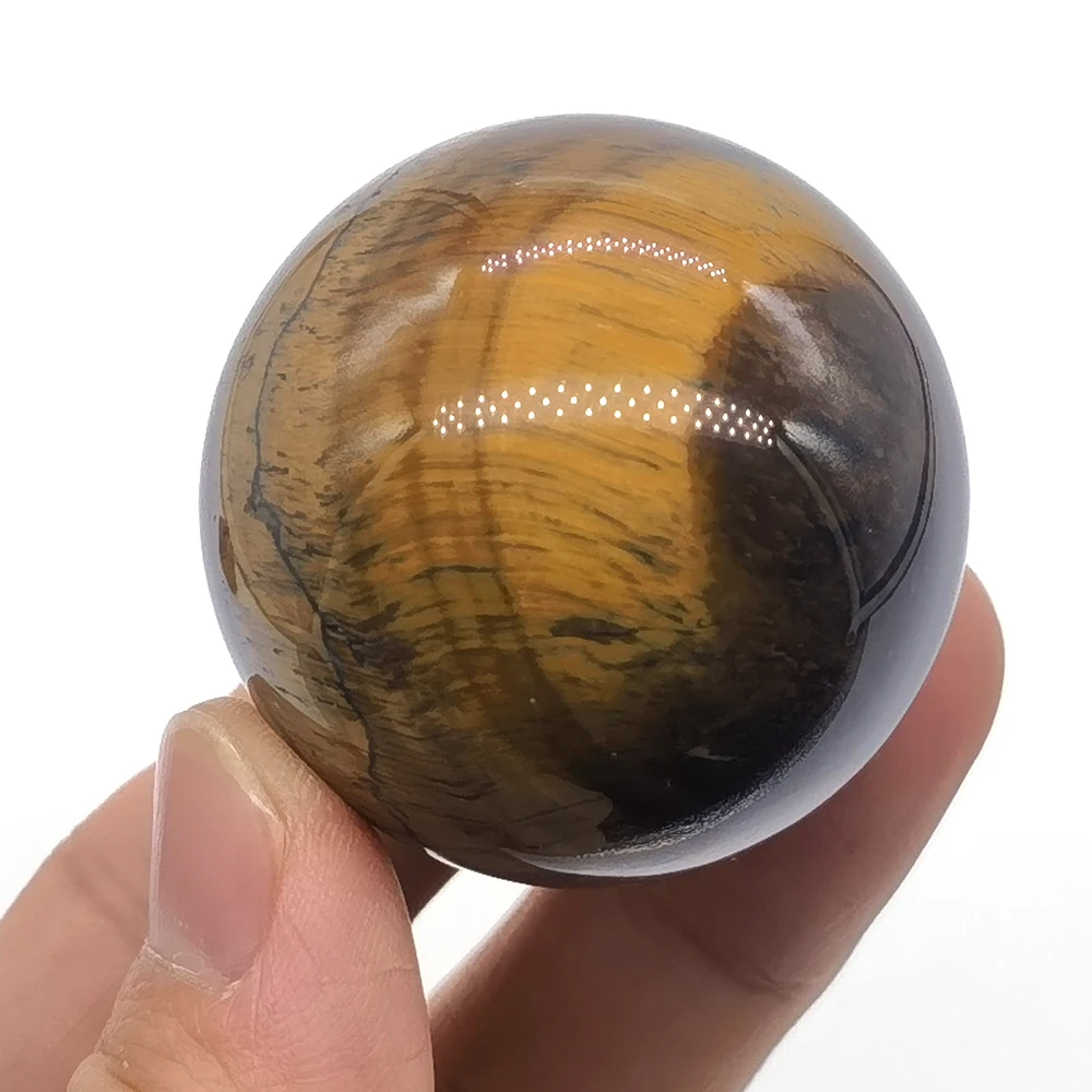40mm Natural Stones Crystals Yellow Tiger Eye Ball Quartz Polished Sphere Reiki Healing Gemstone Room Home Decor Balls Souvenirs