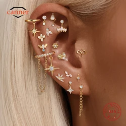 CANNER Horse Eye Cartilage Spiral Piercing Tassel Earring For Women Eight Pointed Star Bow Butterfly Flower Stud Earring Gift