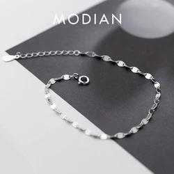 Modian Hight Quality 925 Sterling Silver Simple Sequins Bracelet & Bangle For Women Adjustable Bracelet Fine Jewelry Party Gift
