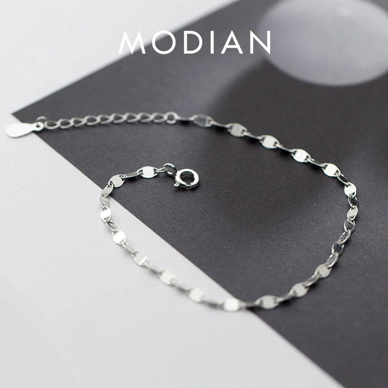 Modian Hight Quality 925 Sterling Silver Simple Sequins Bracelet & Bangle For Women Adjustable Bracelet Fine Jewelry Party Gift