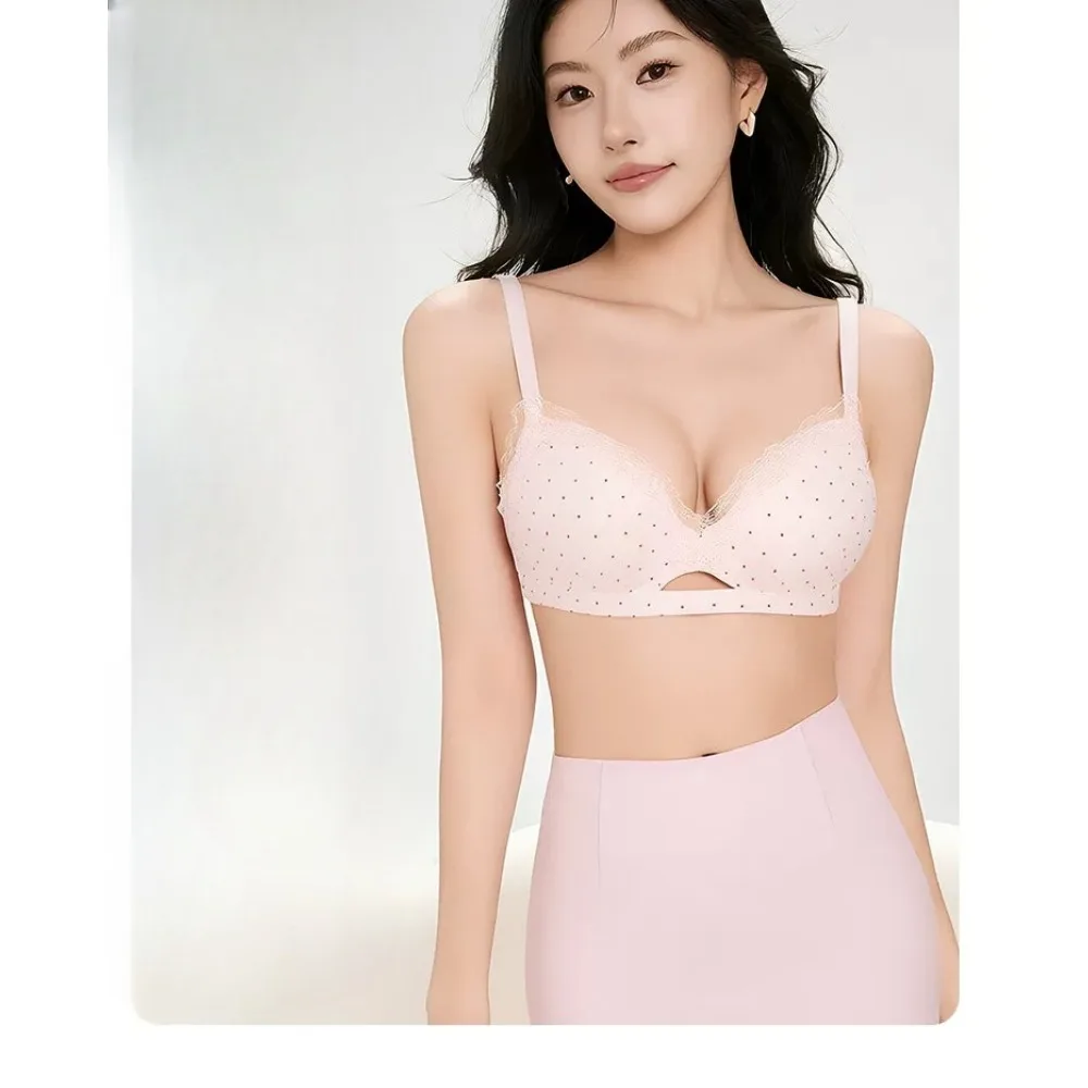 BANERDANNI Women Bra No Steel Ring Seamless Push‑Up Brassiere Small Breast Side Collection Anti Sag Summer Adjustable Underwear