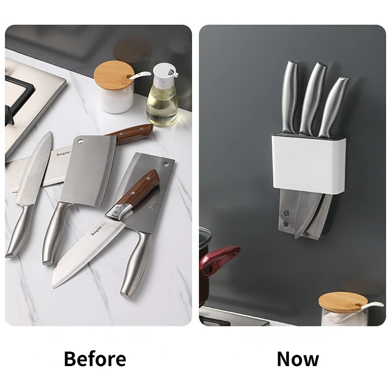 Kitchen Knife Holder Wall Mounted Multifunctional Home Cutlery Wall Mounted Small Chef Knives Storage Stand Cutlery Organizer