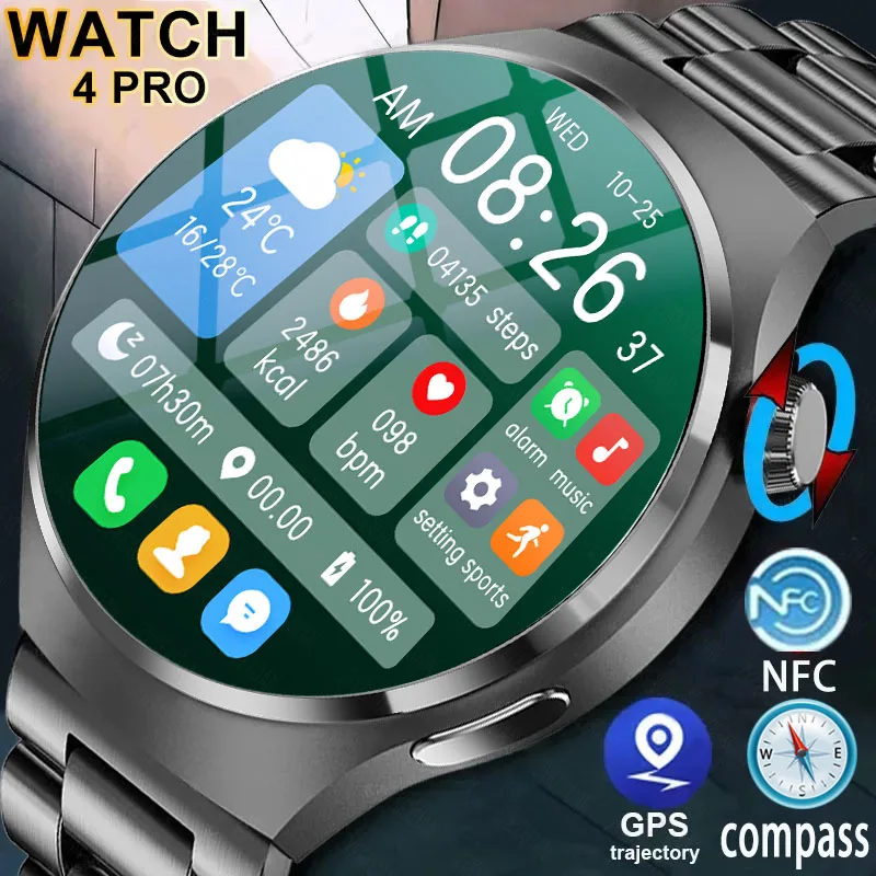 For Huawei GT4PRO Smart Watch Men Watch 4 Pro AMOLED HD Screen Bluetooth Call GPS NFC Heart rate Blood oxygen SmartWatch 2025New