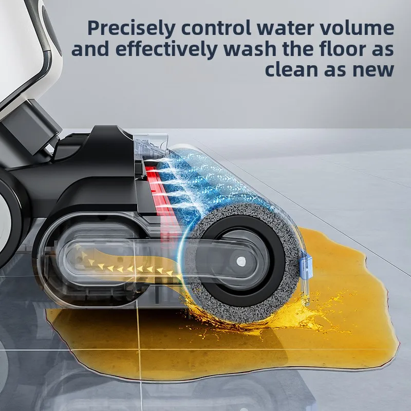 ครัวเรือน การดูดและการซักแบบบูรณาการ ทําความสะอาดตัวเองด้วยคลิกเดียว เครื่องดูดฝุ่นไร้สายแบบขี้เกียจแบบกดด้วยมือ