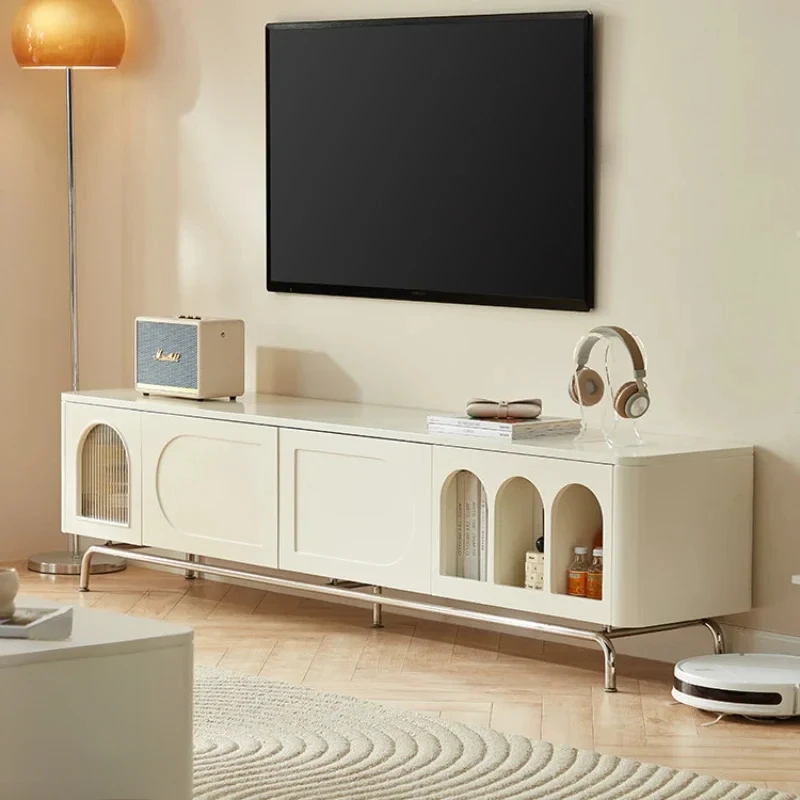 

French cream style TV cabinet, vintage floor cabinet, coffee table, combination TV cabinet, floor-to-ceiling small living