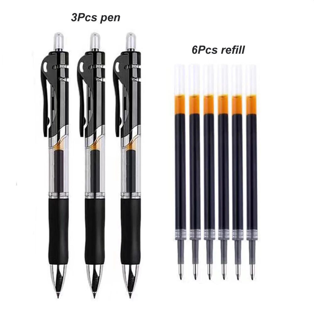 

9 Pcs Ballpoint Pen + Refill Set Black Blue Red Ink Gel Pen Bullet Tip 0.5mm School&office Supplies Stationery