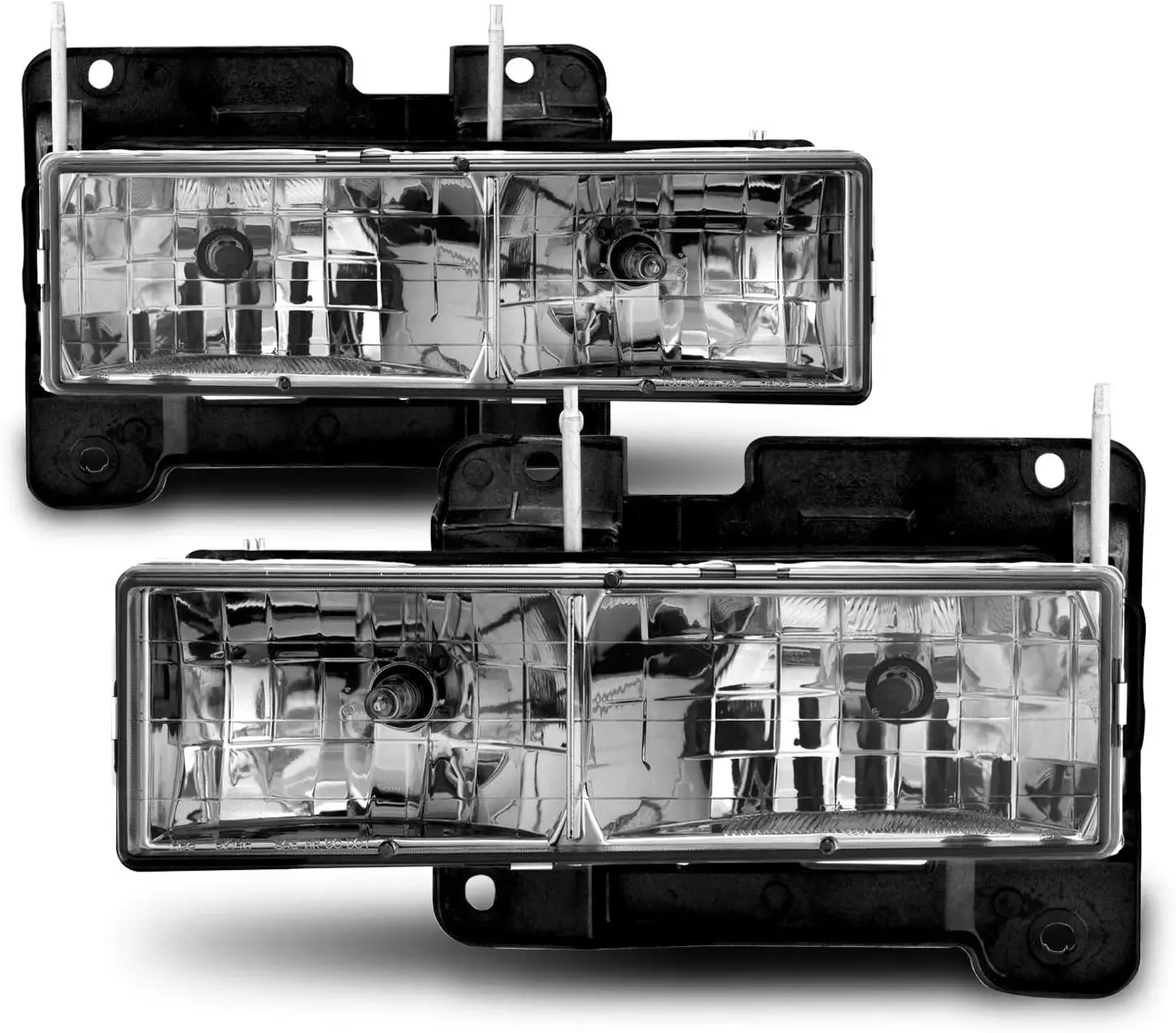 زوج المصابيح الأمامية OBS الكريستالية الدخانية لشاحنة كاملة الحجم 88-02 Chevy GMC Pickup - جانب الركاب والسائق #2