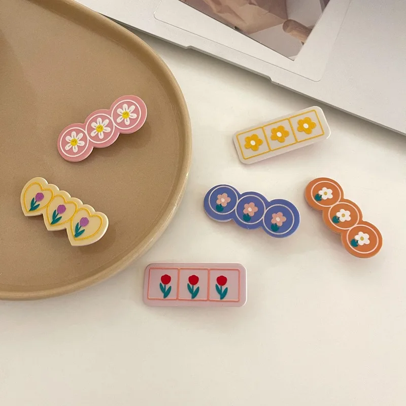 Korean Floral Tulip Hairpins Barrette Headband Frosted Candy Color Hair Pins Clips for Girls Kids Headwear Headdress Accessories