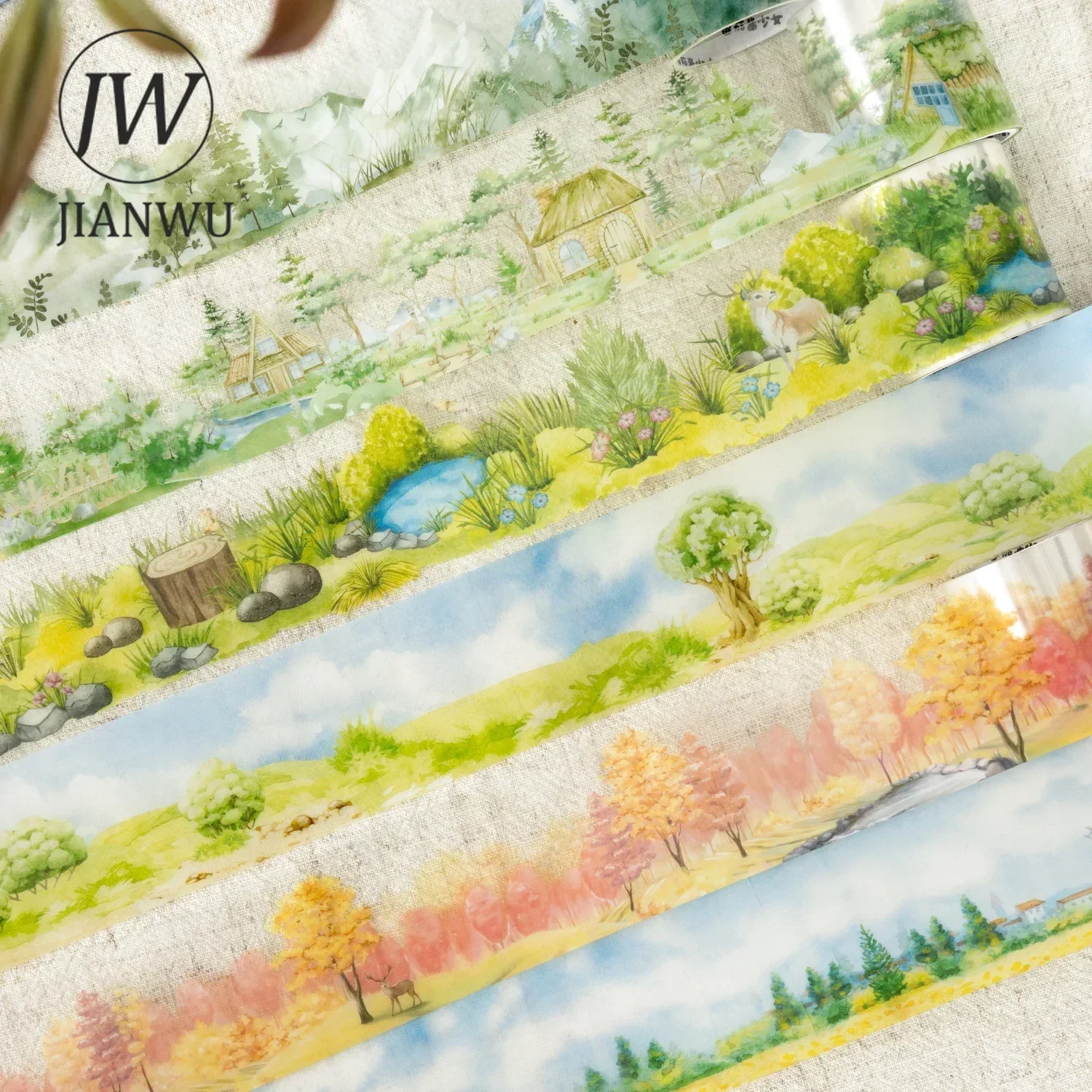 JIANWU 40mm*200cm Rural Fairy Tale Series Vintage Plant Tree Landscaping Material Collage PET Tape Creative Journal Stationery