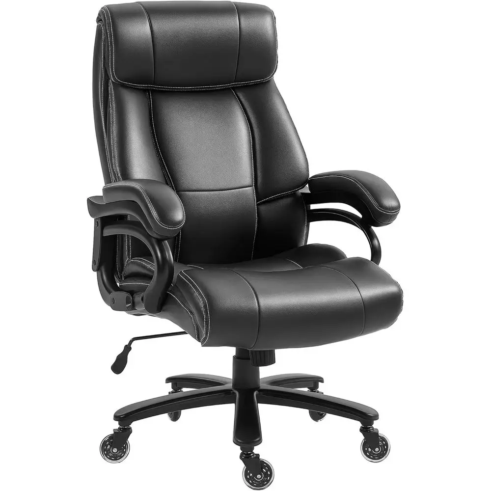 

Эргономичное офисное кресло с высокой спинкой из ПУ для интенсивного использования, нагрузка до 180 кг, черное