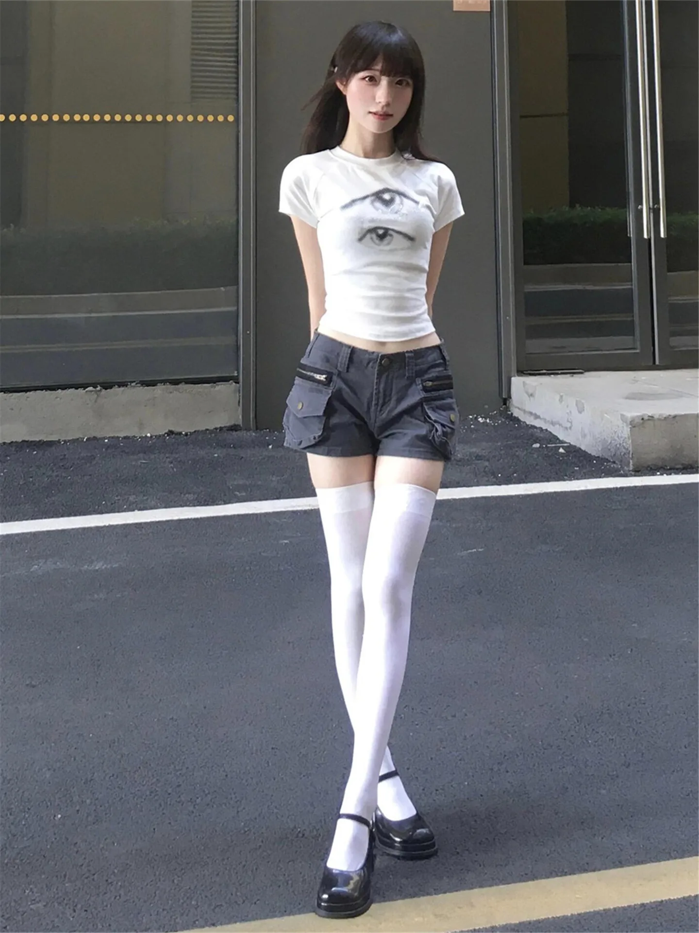 

Retro American Street Style Women's Denim Shorts Summer Slimming Washed Multi-Pocket Bodycon Hot Pants Low Waist Cotton Jeans