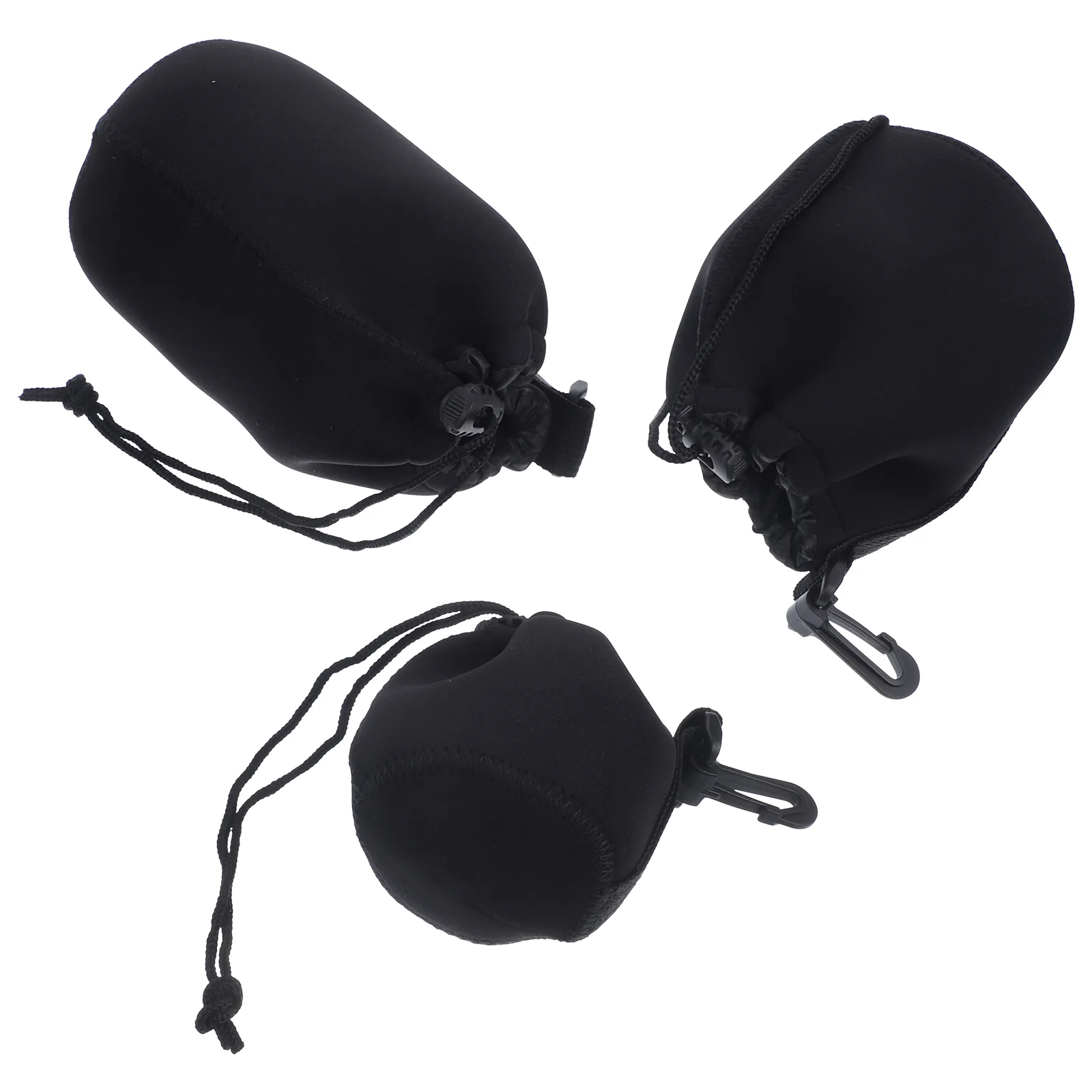 

3 Pcs Lens Bag Neoprene Pouch Camera Carrying Case Drawstring Padded Protection Travel