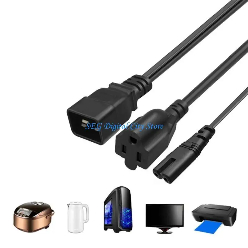 

U75B IEC320 C20 to Nema 5-15R+IEC320 C7 Power Adapter Cable, Male to Female Connectors Cord Conversion Wire Line Black