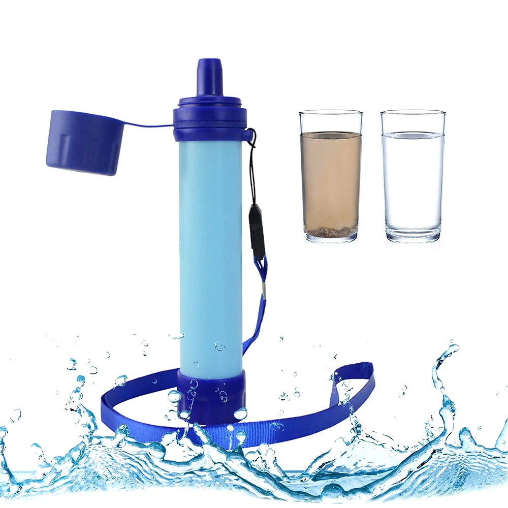 Filtro de agua portátil Personal de supervivencia al aire libre, filtro de agua con pajita para senderismo, Camping, viajes y preparación para emergencias